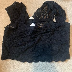 TAGS ON: Black lace crop top from Garage size L